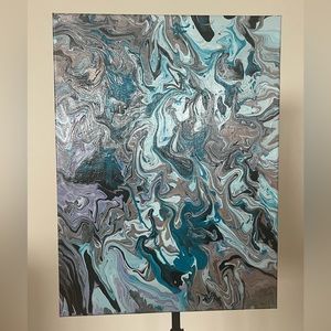 Blue Art on Canvas.